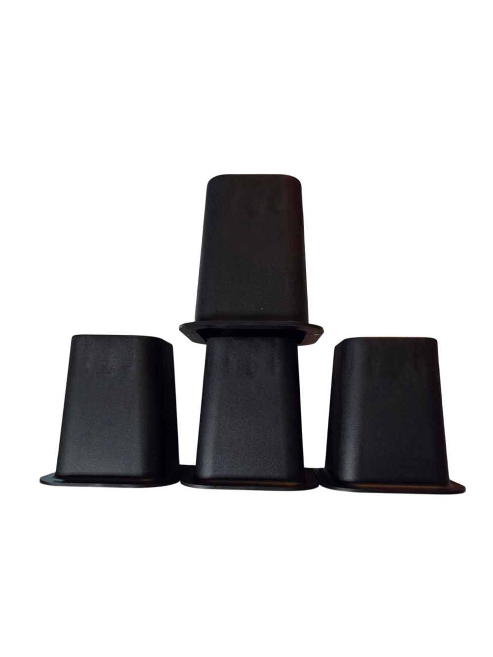 Heavy Duty Black Plastic Bed Risers 6" Tall 3" Square Top Set of 4 - Picture 2 of 3